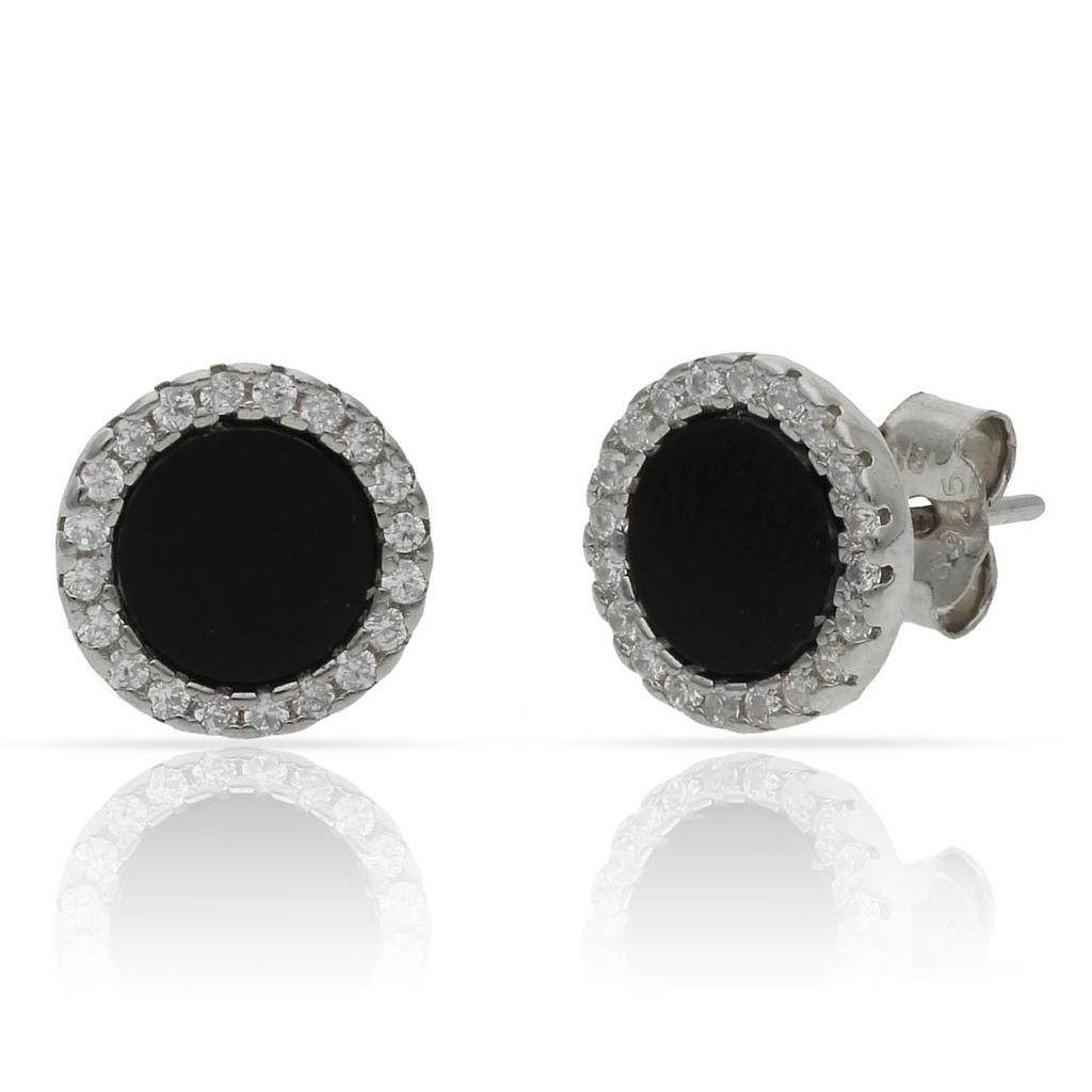 PENDIENTES PLATA 925MM ONIX CIRCONITAS - 9.50MM