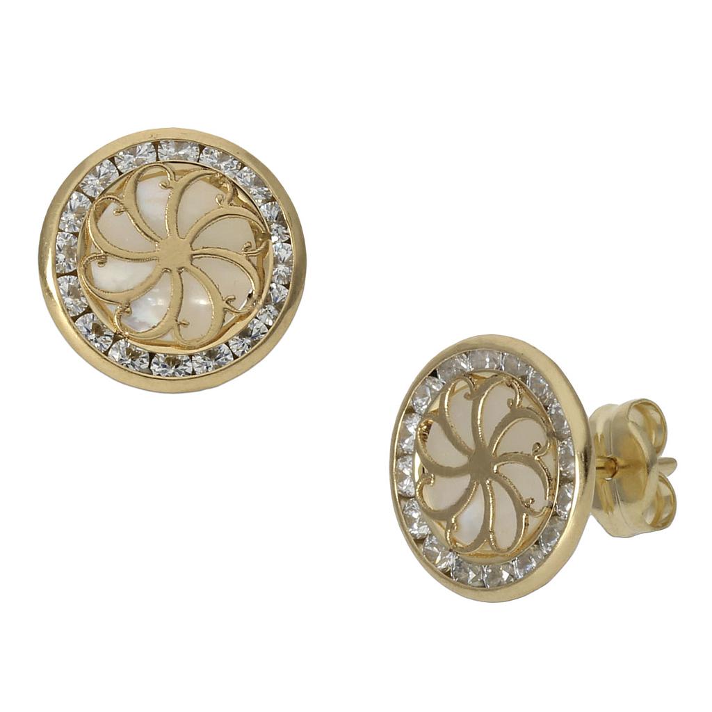 PENDIENTES FLOR ORO 18KL NACAR - 9.50MM