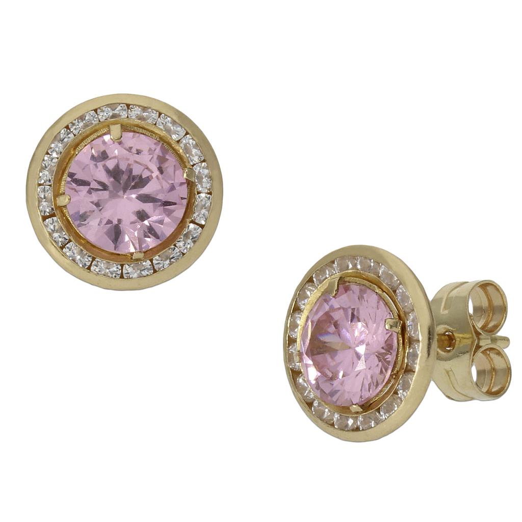 PENDIENTES ORO 18KL ROSA + CIRCONITAS - 9.50MM