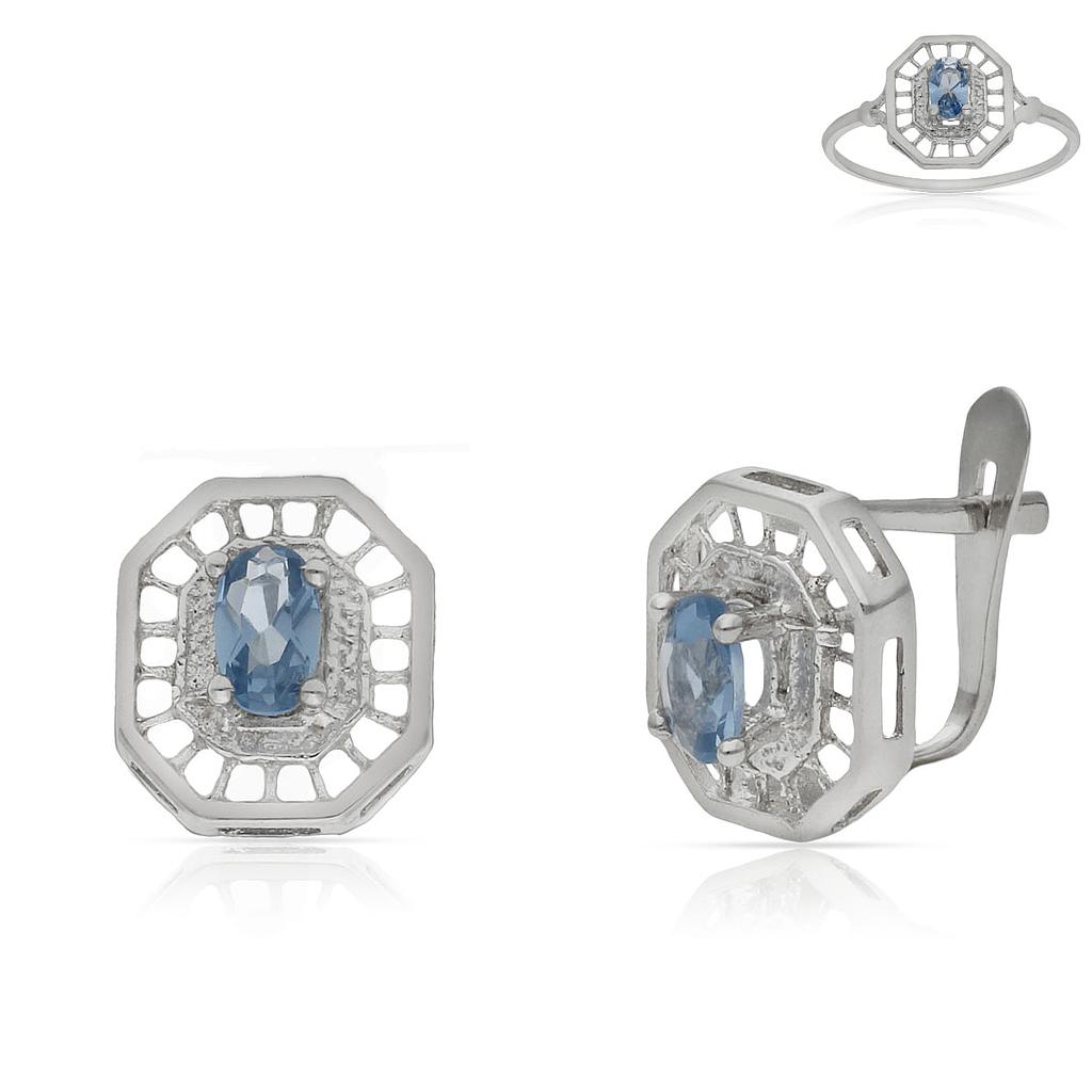 PENDIENTES ORO BLANCO 18KL AZUL